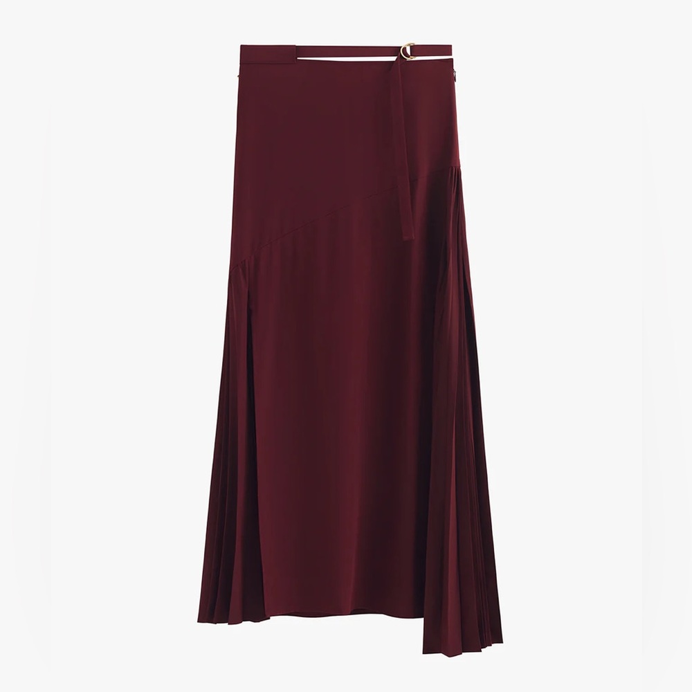 Cuyana Silk Pleated Side Skirt